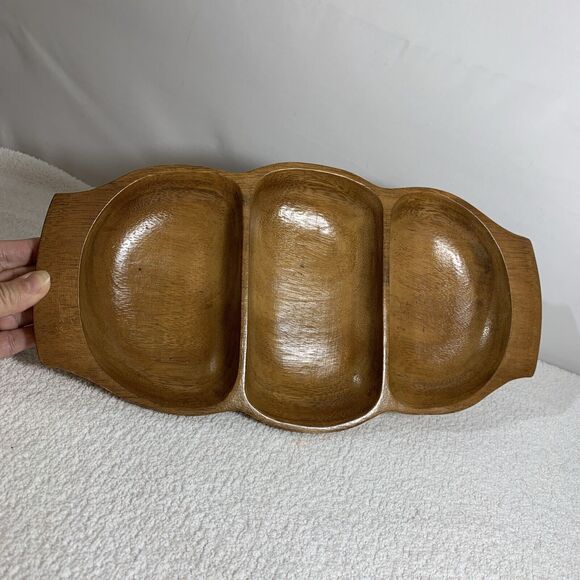 Leilani Monkey-Pod Wood Serving Dish Vintage Wooden Bowl - Picture 4 of 7